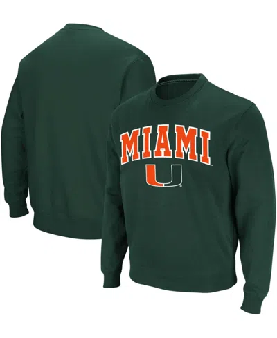 Colosseum Men's Miami Hurricanes Arch & Logo Crew Neck Sweatshirt In Green