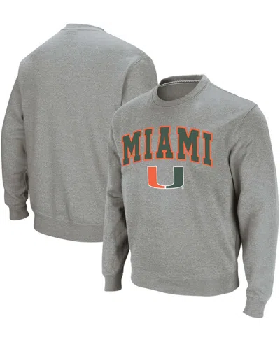 Colosseum Men's Miami Hurricanes Arch & Logo Crew Neck Sweatshirt In Heather Gray
