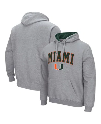 Colosseum Men's Heathered Gray Miami Hurricanes Arch Logo 3.0 Pullover Hoodie