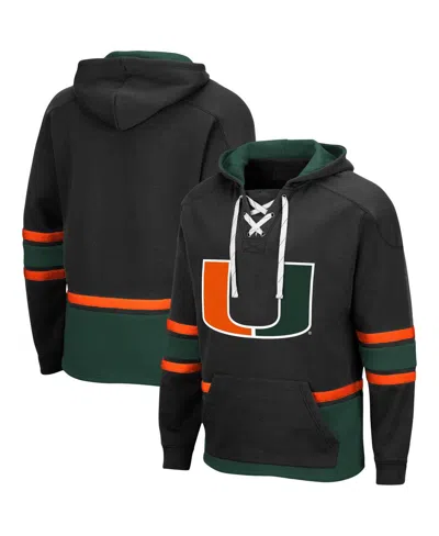 Colosseum Men's Green Miami Hurricanes Lace Up 3.0 Pullover Hoodie In Black