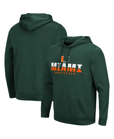 Colosseum Men's Miami Hurricanes Lantern Pullover Hoodie In Green
