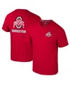 Colosseum Men's Miami Hurricanes Logo Lockup 2-hit Active Blend T-shirt In Scarlet