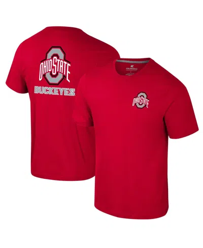 Colosseum Men's Miami Hurricanes Logo Lockup 2-hit Active Blend T-shirt In Scarlet