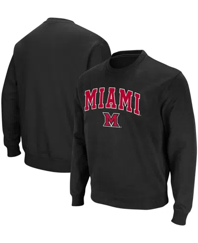 Colosseum Men's Miami University Redhawks Arch Logo Crew Neck Sweatshirt In Black