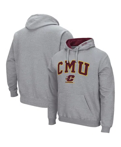 Colosseum Men's Michigan Chippewas Arch And Logo Pullover Hoodie In Heathered Gray