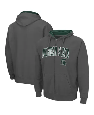 Colosseum Men's Michigan State Spartans Arch & Logo 3.0 Full-zip Hoodie In Charcoal