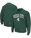 Colosseum Men's Green Michigan State Spartans Arch Logo Crew Neck Sweatshirt In Green