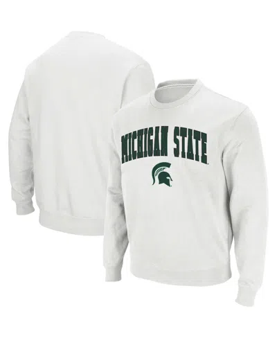 Colosseum Men's Michigan State Spartans Arch And Logo Crew Neck Sweatshirt In White