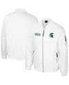 Colosseum Men's Michigan State Spartans White Rabbit Full-zip Bomber Jacket In White