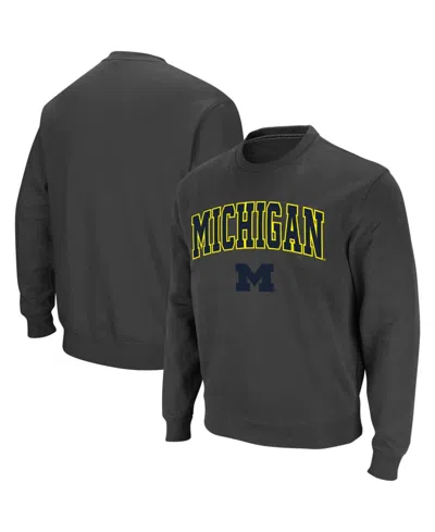 Colosseum Men's Michigan Wolverines Arch & Logo Crew Neck Sweatshirt In Charcoal