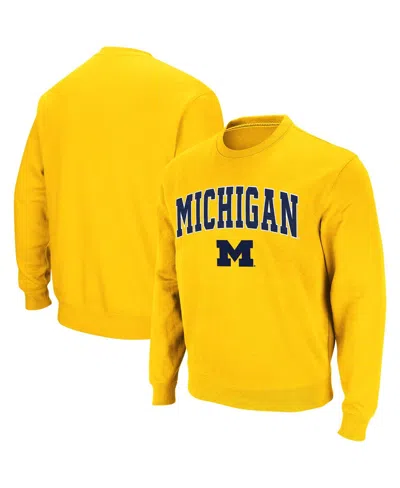 Colosseum Men's Michigan Wolverines Arch & Logo Crew Neck Sweatshirt In Maize