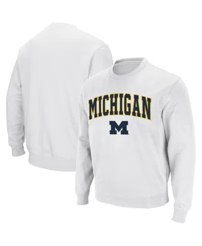 Colosseum Men's Michigan Wolverines Arch & Logo Crew Neck Sweatshirt In White