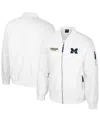 Colosseum Men's Michigan Wolverines White Rabbit Full-zip Bomber Jacket In White
