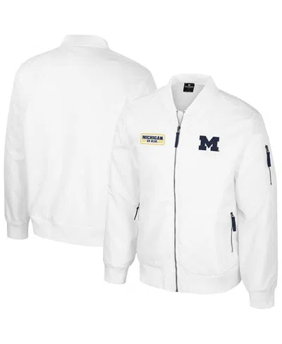 Colosseum Men's Michigan Wolverines White Rabbit Full-zip Bomber Jacket
