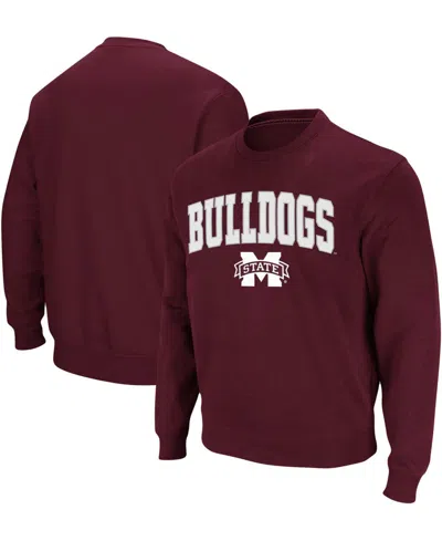 Colosseum Men's Mississippi State Bulldogs Arch And Logo Crew Neck Sweatshirt In Maroon