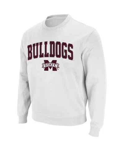 Colosseum Men's Mississippi State Bulldogs Arch And Logo Crew Neck Sweatshirt In White