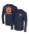Colosseum Men's Navy Auburn Tigers Logo Lockup 3-hit Active Blend Long Sleeve T-shirt In Navy