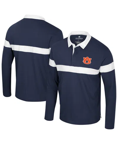 Colosseum Men's Navy Auburn Tigers Too Cool For School Long Sleeve Polo Shirt In Blue