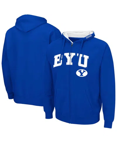 Colosseum Men's Navy Byu Cougars Arch Logo 3.0 Full-zip Hoodie In Blue