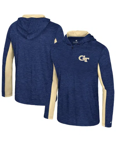 Colosseum Men's Navy Georgia Tech Yellow Jackets Always Sunny Quarter-zip Hoodie In Multi