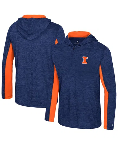Colosseum Men's Navy Illinois Fighting Illini Always Sunny Quarter-zip Hoodie In Multi