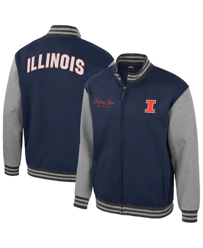 Colosseum Men's Navy Illinois Fighting Illini Ambi-turner Full-zip Varsity Jacket In Blue