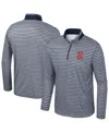 Colosseum Men's Navy Illinois Fighting Illini Striped Quarter-zip Top In Navy