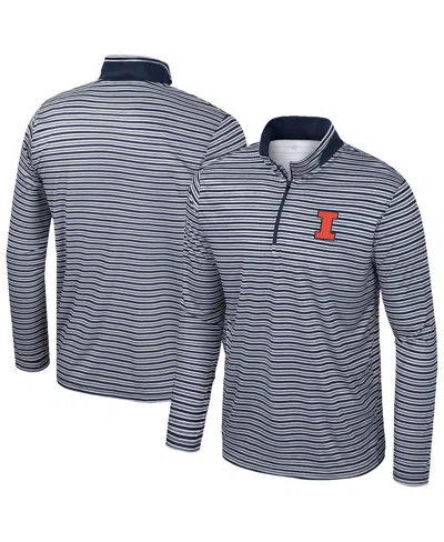 Colosseum Men's Navy Illinois Fighting Illini Striped Quarter-zip Top