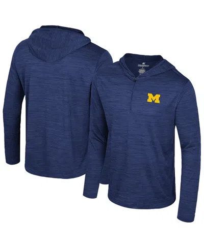 Colosseum Men's Navy Michigan Wolverines Always Sunny Lightweight Quarter-zip Hoodie In Blue