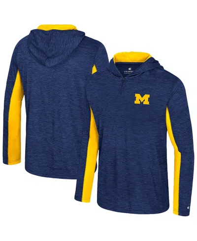 Colosseum Men's Navy Michigan Wolverines Always Sunny Quarter-zip Hoodie In Blue