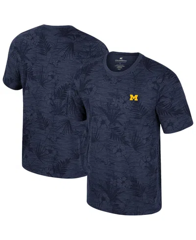 Colosseum Men's Navy Michigan Wolverines Floral Printed T-shirt In Blue