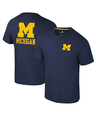 Colosseum Men's Navy Michigan Wolverines Logo Lockup 2-hit Active Blend T-shirt