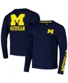 Colosseum Men's Navy Michigan Wolverines Logo Lockup 3-hit Active Blend Long Sleeve T-shirt In Navy