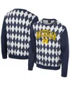 Colosseum Men's Navy Michigan Wolverines The Dealio Argyle Pullover Sweatshirt In Navy