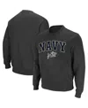 Colosseum Men's Navy Midshipmen Arch And Logo Crew Neck Sweatshirt In Charcoal