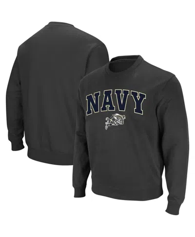 Colosseum Men's Navy Midshipmen Arch And Logo Crew Neck Sweatshirt In Charcoal