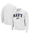 Colosseum Men's Navy Midshipmen Arch And Logo Crew Neck Sweatshirt In White