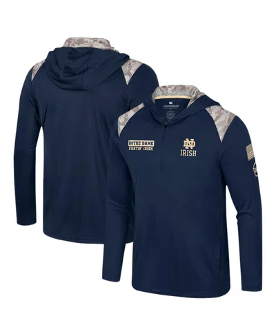 Colosseum Men's Navy Notre Dame Fighting Irish Oht Military Appreciation Quarter-zip Hoodie Jacket In Navy,camo