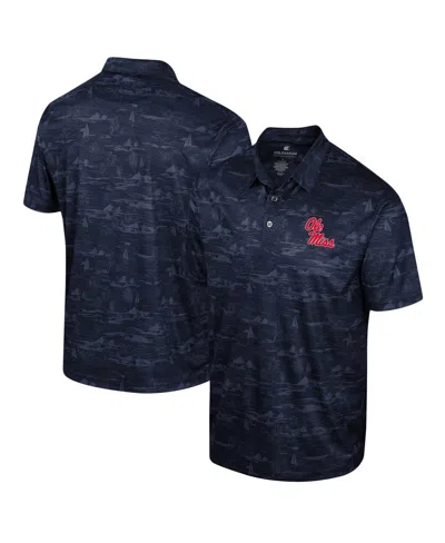 COLOSSEUM MEN'S NAVY OLE MISS REBELS DALY PRINT POLO