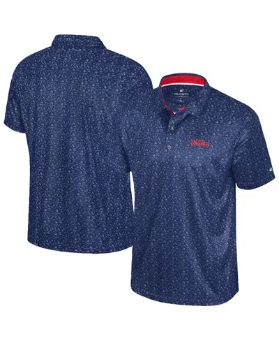 Colosseum Navy Ole Miss Rebels Football Print Polo In Blue