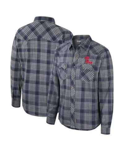 Colosseum Men's Navy Ole Miss Rebels Plaid Western Long Sleeve Full-snap Shirt