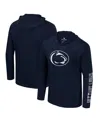 Colosseum Men's Navy Penn State Nittany Lions Color Pop Active Blend 2-hit Long Sleeve Hooded T-shirt In Black