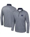 Colosseum Men's Navy Penn State Nittany Lions Striped Quarter-zip Sweatshirt In Blue