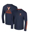Colosseum Men's Navy Virginia Cavaliers Logo Lockup 3-hit Active Blend Long Sleeve T-shirt In Navy