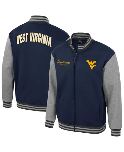 Colosseum Men's Navy West Virginia Mountaineers Ambi-turner Full-zip Varsity Jacket In Blue