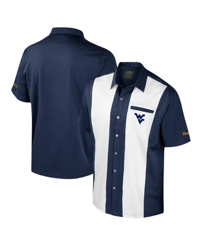 Colosseum Men's Navy West Virginia Mountaineers Strike Bowling Button-up Shirt In Animal Print