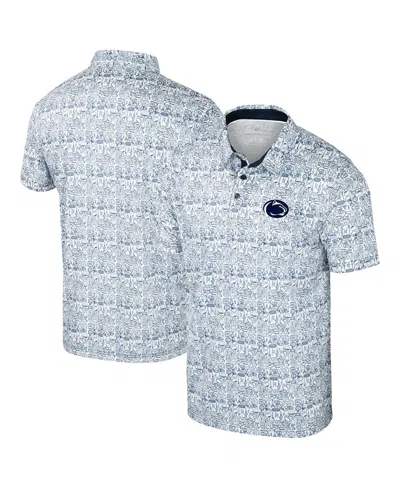 Colosseum Men's Navy/white Penn State Nittany Lions Big Tall Allover Polo Shirt In Blue