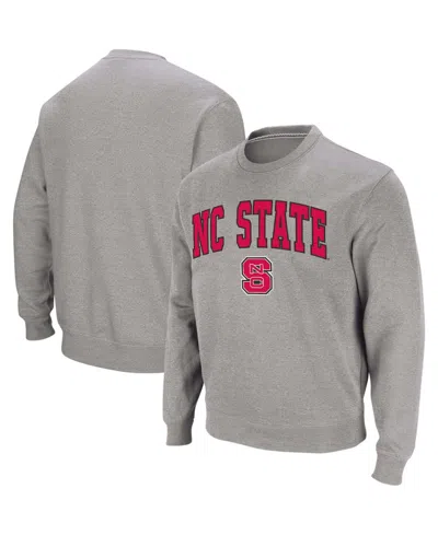 Colosseum Men's Nc State Wolfpack Arch & Logo Crew Neck Sweatshirt In Heather Gray