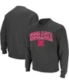 Colosseum Men's Charcoal Nebraska Huskers Arch Logo Crew Neck Sweatshirt In Charcoal