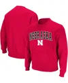 Colosseum Men's Nebraska Huskers Arch & Logo Pullover Sweatshirt In Scarlet